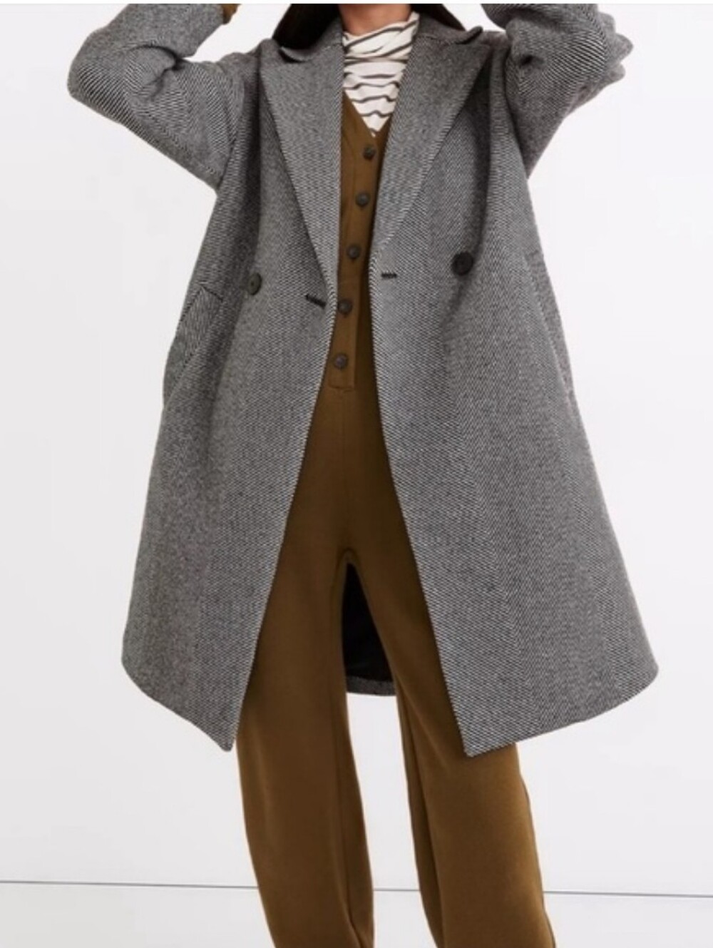 Madewell Averdon Herringbone Insuluxe Fabric Coat Timeless Old-Money Acedemia